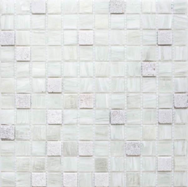 Muestra de mano azulejo mosaico Azulejo backsplash Blanco translúcido Mosaico de vidrio Piedra de cristal Crema blanco MOS94-2503_m