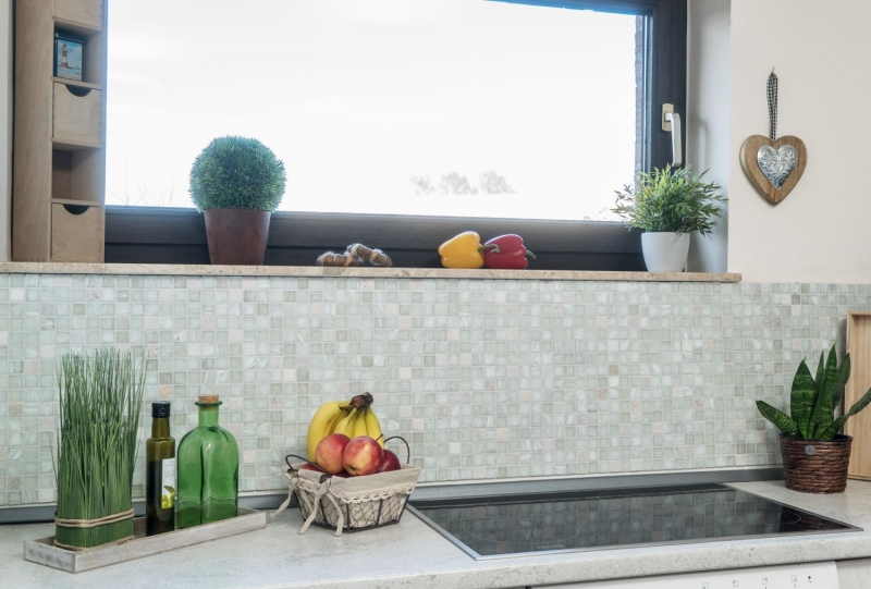 Piedra natural mosaico de vidrio mosaico azulejos crema blanco viejo beige claro cocina splashback azulejo backsplash pared cocina - MOS94-2503
