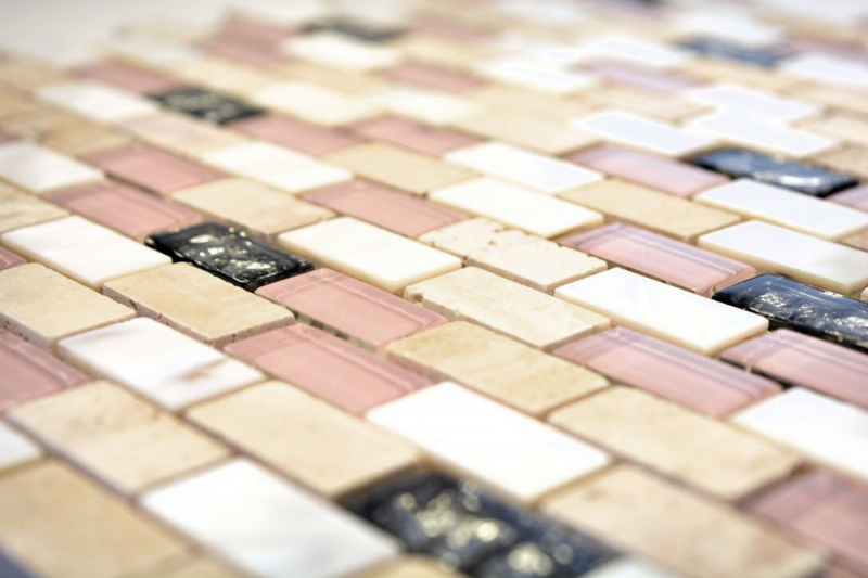 Muestra de mano mosaico azulejo azulejo backsplash translúcido beige ladrillo vidrio mosaico cristal piedra concha beige MOS87-B05S_m