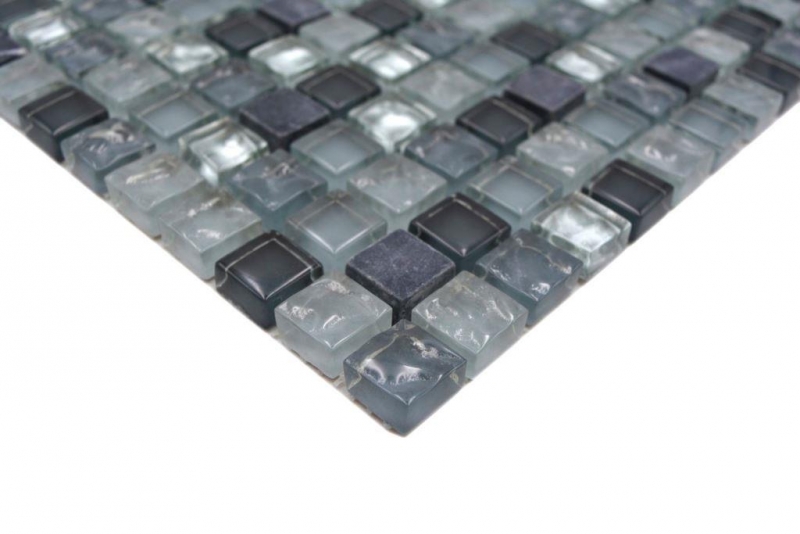 Mosaico de vidrio de piedra natural azulejo de mosaico claro gris plata antracita azulejo backsplash cocina cuarto de baño - MOS92-0208