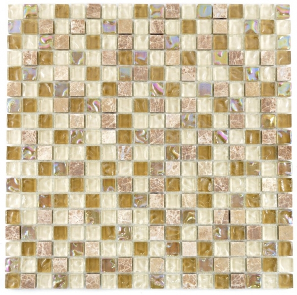 Muestra de mano mosaico azulejo Translúcido beige marrón claro Mosaico de vidrio Piedra de cristal beige marrón claro MOS92-1213_m