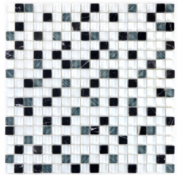 Muestra de mano mosaico azulejo translúcido blanco gris cristal mosaico piedra super blanco mate negro MOS92-0103_m