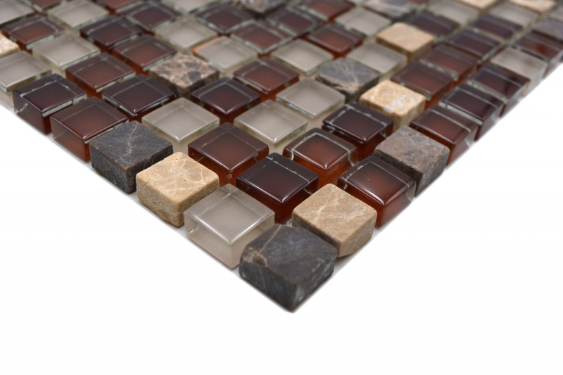 Mosaico de vidrio de piedra natural mosaico de azulejos de color marrón oscuro marrón claro ocre BAÑO WC cocina pared azulejos backsplash - MOS92-1304