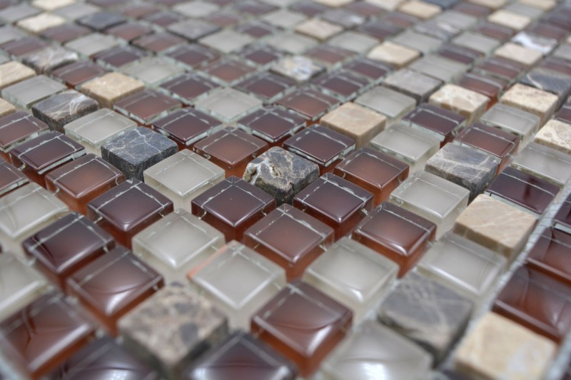 Mosaico de vidrio de piedra natural mosaico de azulejos de color marrón oscuro marrón claro ocre BAÑO WC cocina pared azulejos backsplash - MOS92-1304