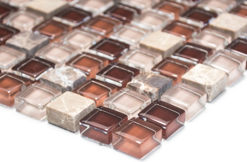 Mosaico de vidrio de piedra natural mosaico de azulejos de color marrón oscuro marrón claro ocre BAÑO WC cocina pared azulejos backsplash - MOS92-1304