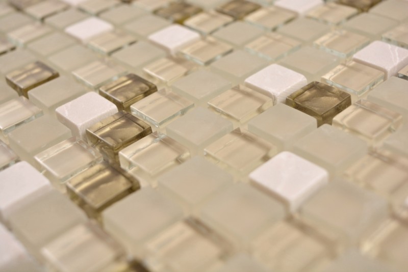 Mosaico de vidrio de piedra natural azulejo de mosaico blanco mate oro crema esmerilado vidrio azulejo backsplash cocina - MOS92-1201