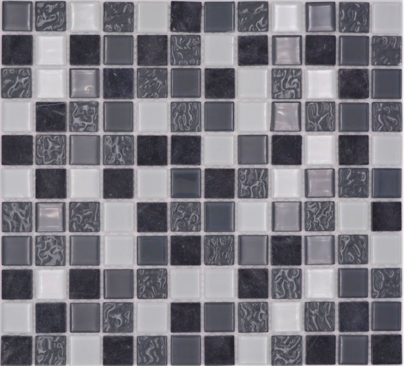 Mosaico de vidrio de piedra natural azulejos de mosaico de piedra rústica gris antracita blanco con estructura salpicaduras de cocina azulejos backsplash - MOS62-0207-GN