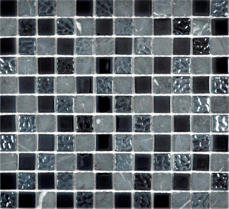 Mosaico de vidrio de piedra natural azulejos de mosaico de piedra rústica gris negro antracita grafito azulejo backsplash cocina splashback - MOS62-0302-GN