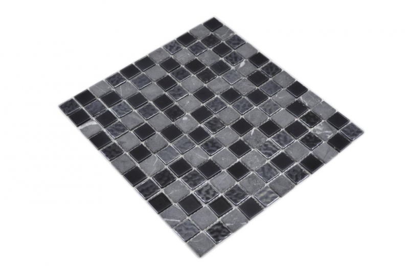 Mosaico de vidrio de piedra natural azulejos de mosaico de piedra rústica gris negro antracita grafito azulejo backsplash cocina splashback - MOS62-0302-GN