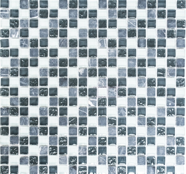 Muestra de mano azulejo mosaico Azulejo backsplash Gris translúcido Mosaico de vidrio Piedra de cristal gris MOS92-0204_m