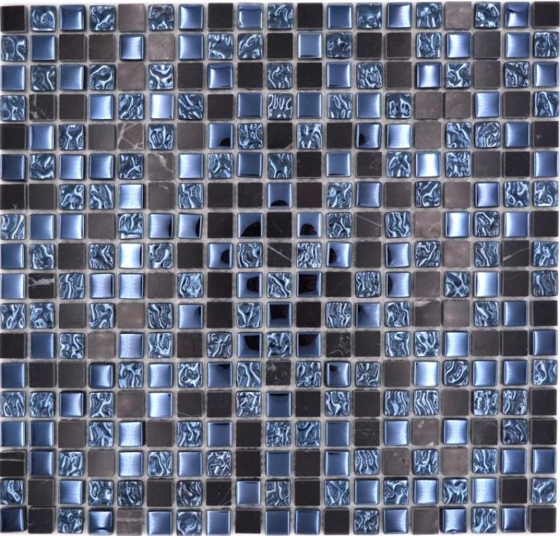 Mosaico de vidrio piedra natural mosaico azulejo mármol gris negro azul negro backsplash cocina backsplash baño - MOS92-0302