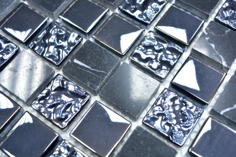 Piedra natural rústico mosaico de mármol azulejo mosaico de vidrio gris grafito negro antracita backsplash cocina backsplash baño WC - MOS82-0208