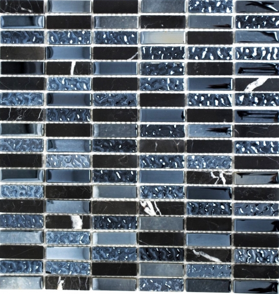 Muestra de mano mosaico azulejo translúcido gris negro varillas mosaico de vidrio cristal piedra gris negro MOS87-0302_m