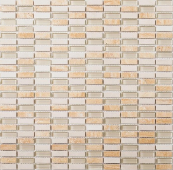 Muestra de mano mosaico azulejo azulejo backsplash translúcido beige varillas vidrio mosaico cristal piedra beige MOS87-1412_m