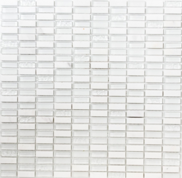 Muestra de mano mosaico azulejo azulejo backsplash blanco translúcido varillas mosaico de vidrio Cristal piedra blanco blanco mate MOS87-1401_m