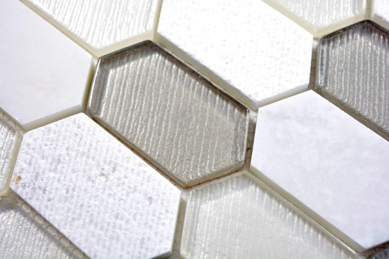 Piedra natural mosaico de vidrio mármol mosaico hexagonal azulejos hexágono beige blanco gris claro cocina splashback baño pared inodoro - MOS85-IN69