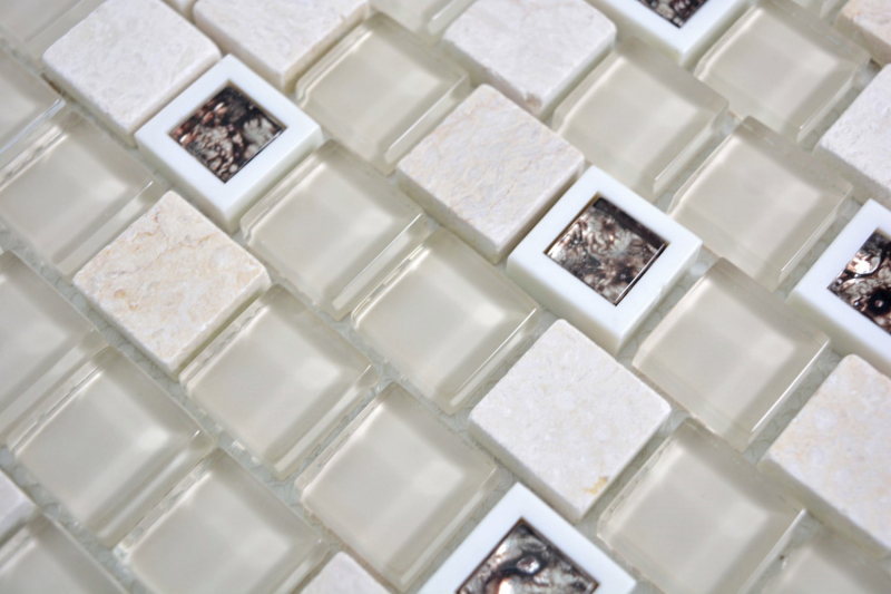 Muestra de mano mosaico azulejo plástico translúcido beige mosaico de vidrio cristal piedra beige MOS82BM-0115_m