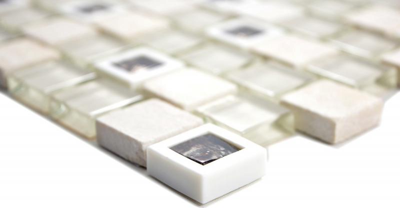 Muestra de mano mosaico azulejo plástico translúcido beige mosaico de vidrio cristal piedra beige MOS82BM-0115_m