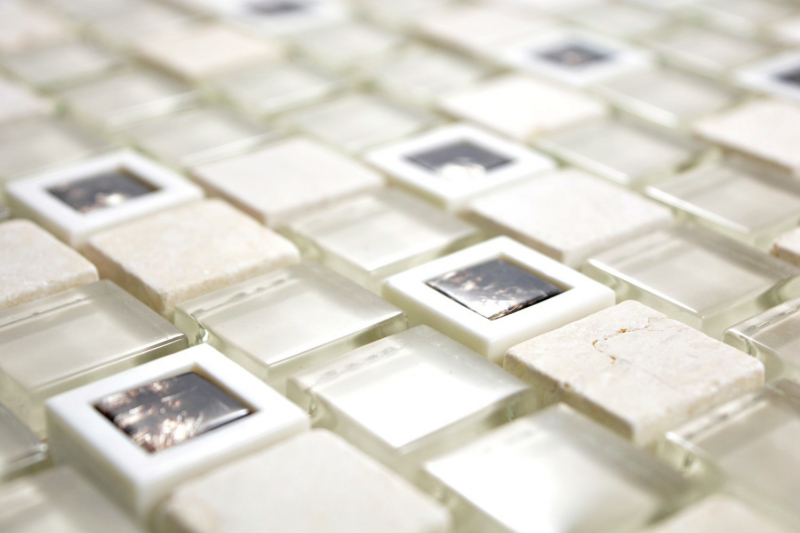 Muestra de mano mosaico azulejo plástico translúcido beige mosaico de vidrio cristal piedra beige MOS82BM-0115_m