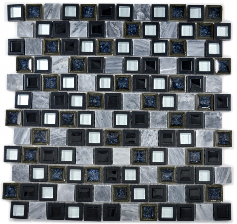 Muestra de mano mosaico azulejo translúcido cerámica plástico gris negro vidrio mosaico cristal piedra cerámica gris negro MOS82BM-0119_m