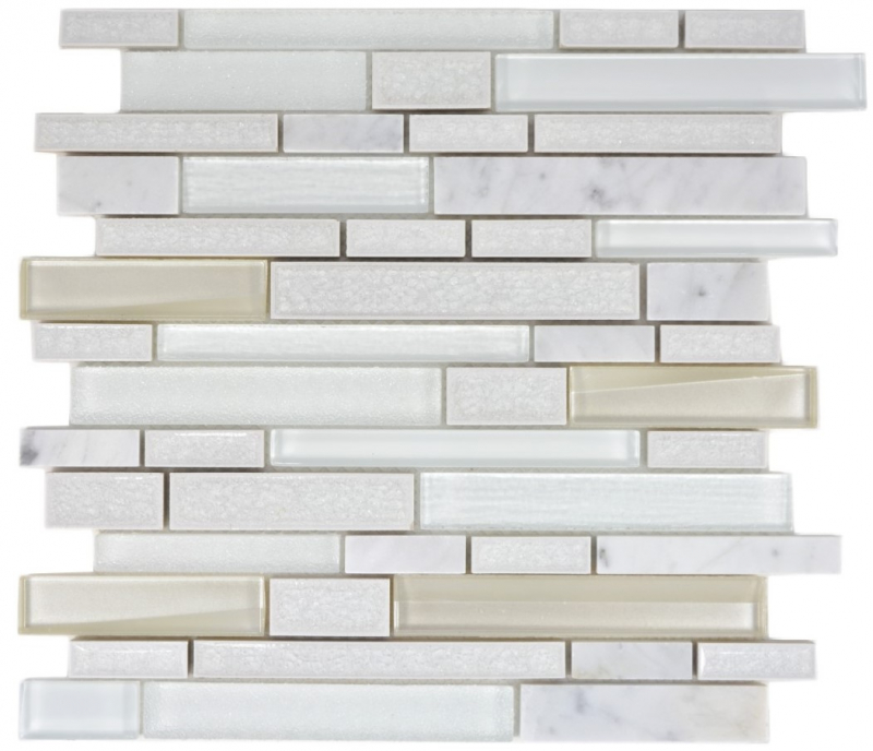 Muestra de mano mosaico azulejo translúcido cerámica blanco compuesto vidrio mosaico Crystal piedra cerámica blanco MOS87SO-0101_m