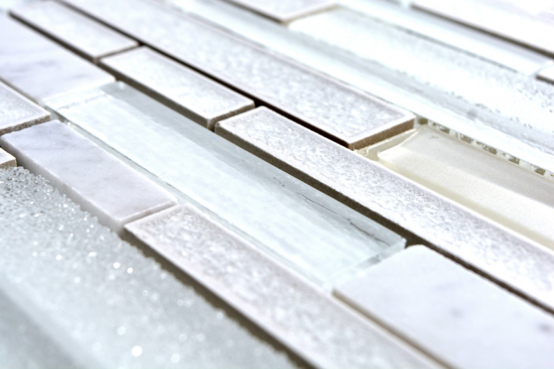 Muestra de mano mosaico azulejo translúcido cerámica blanco compuesto vidrio mosaico Crystal piedra cerámica blanco MOS87SO-0101_m