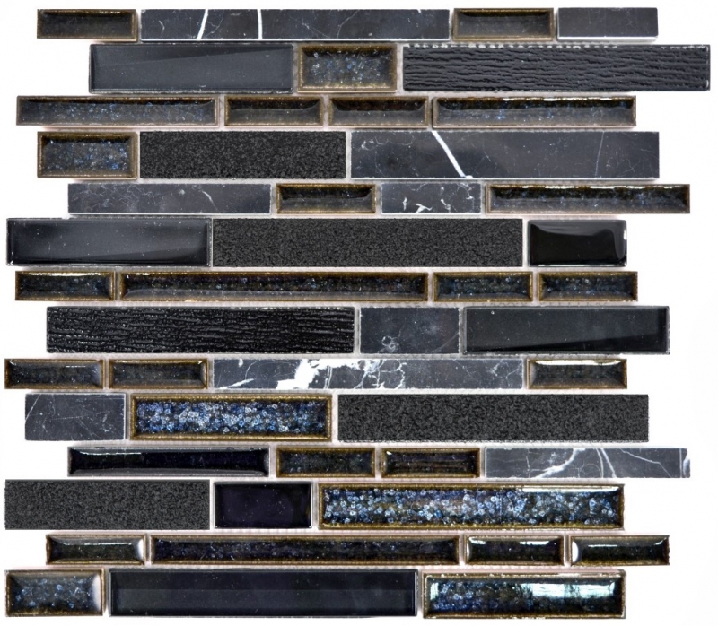 Muestra de mano mosaico azulejo translúcido cerámica negro compuesto vidrio mosaico cristal piedra cerámica negro MOS87SO-0329_m