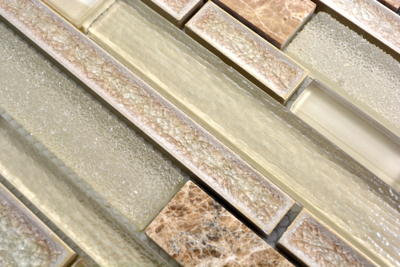 Muestra de mano mosaico azulejo translúcido cerámica beige mosaico de vidrio compuesto Crystal piedra cerámica beige MOS87SO-1251_m