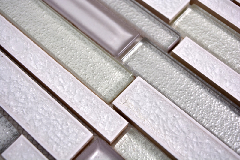 Mosaico de azulejos de cerámica translúcida blanco compuesto mosaico de vidrio Crystal cerámica Ártico blanco MOS83IC-0131_f