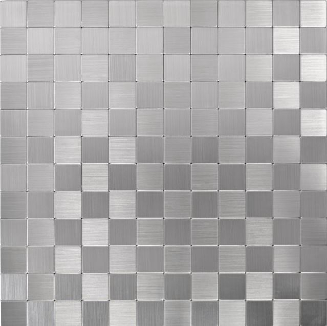 azulejo de mosaico autoadhesivo ALU plata metal azulejo backsplash cocina splashback MOS200-22M25