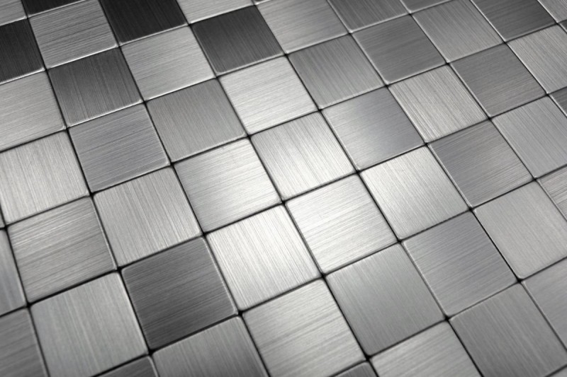 azulejo de mosaico autoadhesivo ALU plata metal azulejo backsplash cocina splashback MOS200-22M25