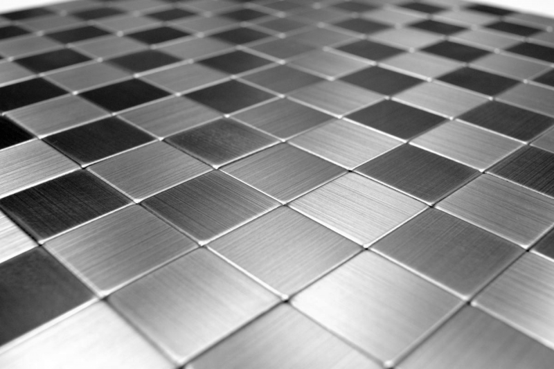 azulejo de mosaico autoadhesivo ALU plata metal azulejo backsplash cocina splashback MOS200-22M25