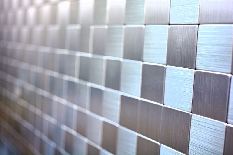 azulejo de mosaico autoadhesivo ALU plata metal azulejo backsplash cocina splashback MOS200-22M25