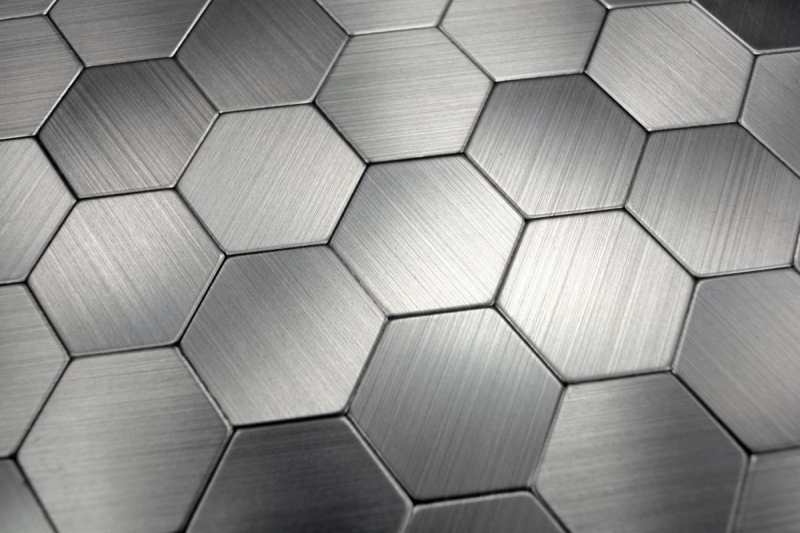 azulejo de mosaico autoadhesivo ALU plata metal hexágono azulejo backsplash cocina splashback MOS200-22MHX