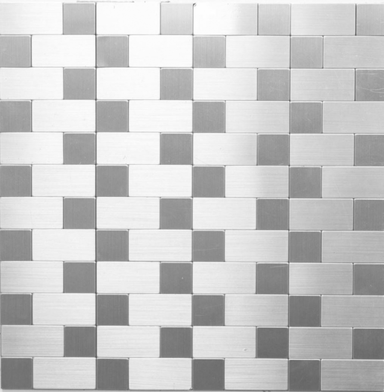 mosaico autoadhesivo azulejo ALU plata metal azulejo backsplash cocina splashback MOS200-4MM87