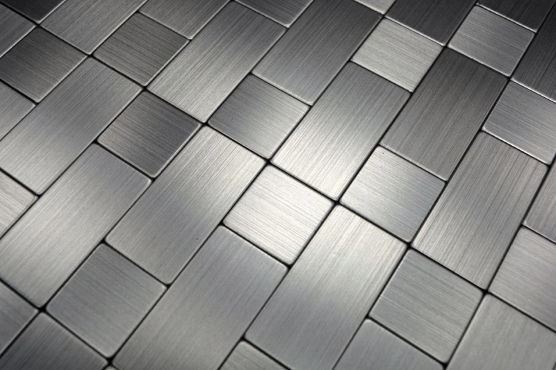 mosaico autoadhesivo azulejo ALU plata metal azulejo backsplash cocina splashback MOS200-4MM87