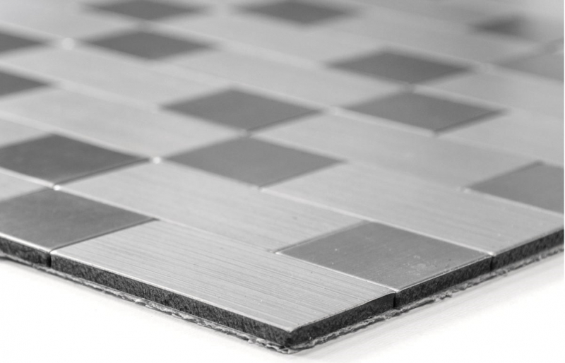 mosaico autoadhesivo azulejo ALU plata metal azulejo backsplash cocina splashback MOS200-4MM87
