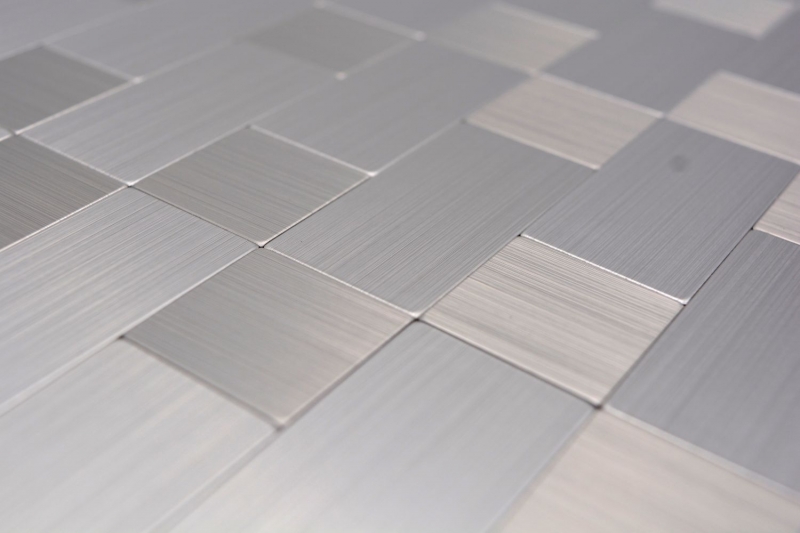mosaico autoadhesivo azulejo ALU plata metal azulejo backsplash cocina splashback MOS200-4MM87