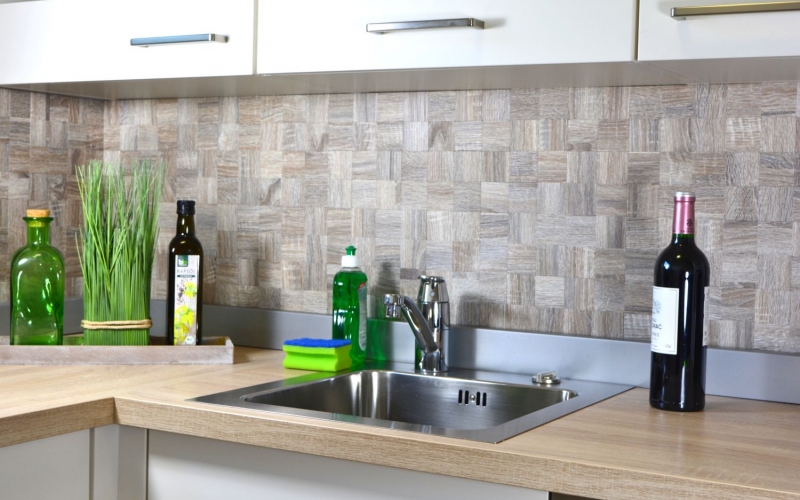 mosaico autoadhesivo ALU gris claro metal efecto madera MOS200-2222