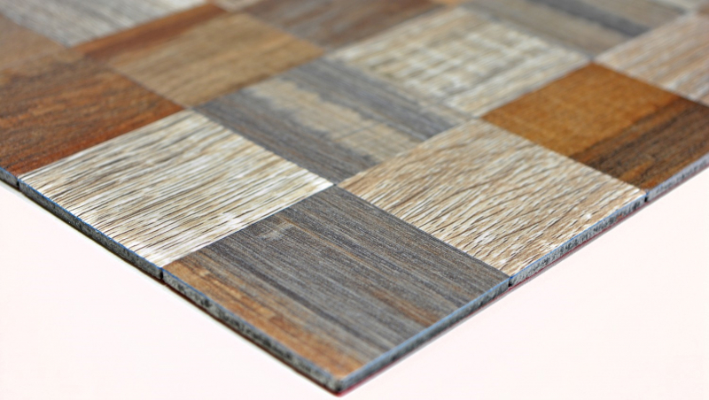 mosaico autoadhesivo ALU gris beige metal aspecto madera MOS200-2422