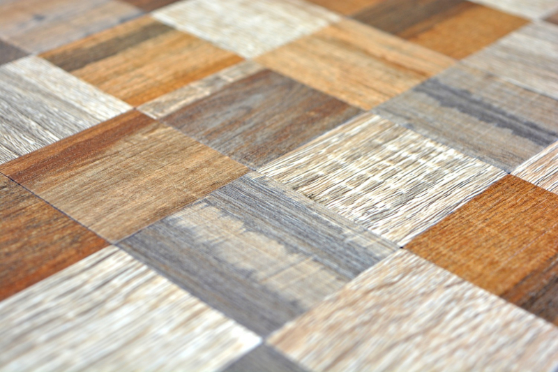 mosaico autoadhesivo ALU gris beige metal aspecto madera MOS200-2422