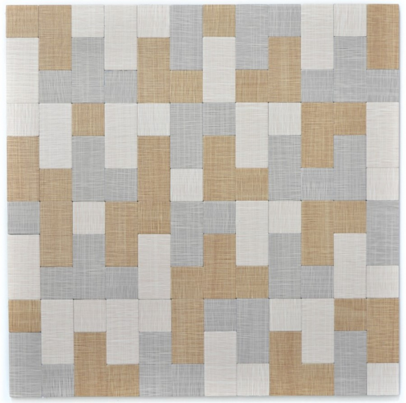 mosaico autoadhesivo ALU crema beige gris metal aspecto textil MOS200-2522