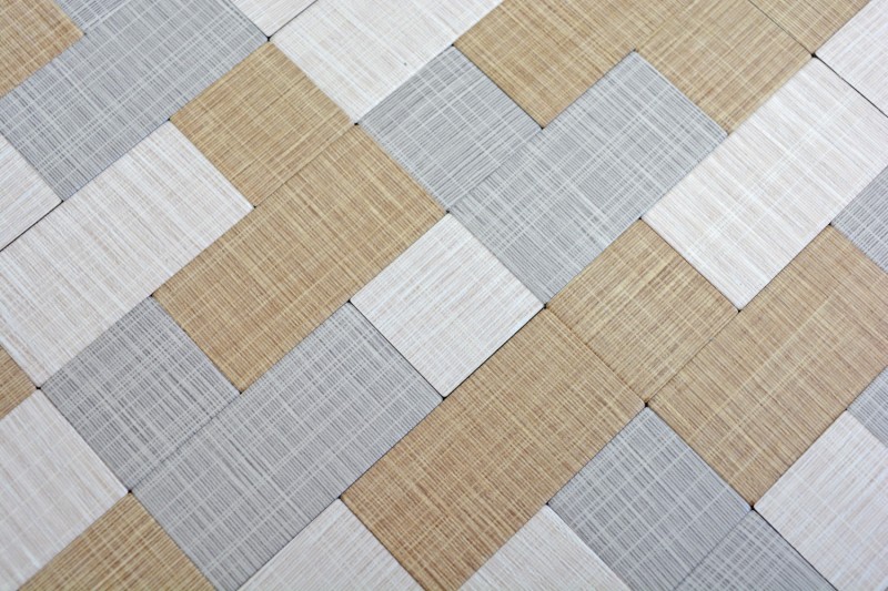 mosaico autoadhesivo ALU crema beige gris metal aspecto textil MOS200-2522