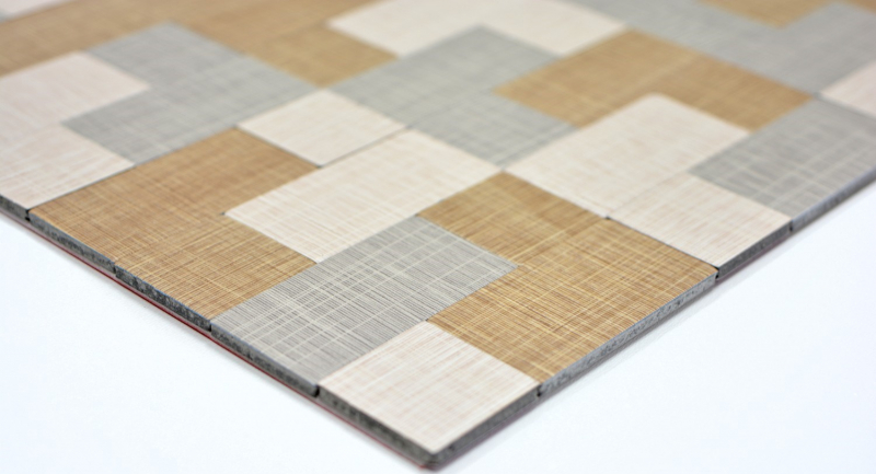 mosaico autoadhesivo ALU crema beige gris metal aspecto textil MOS200-2522