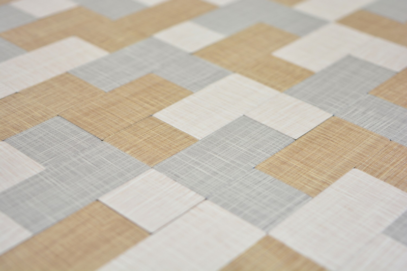 mosaico autoadhesivo ALU crema beige gris metal aspecto textil MOS200-2522