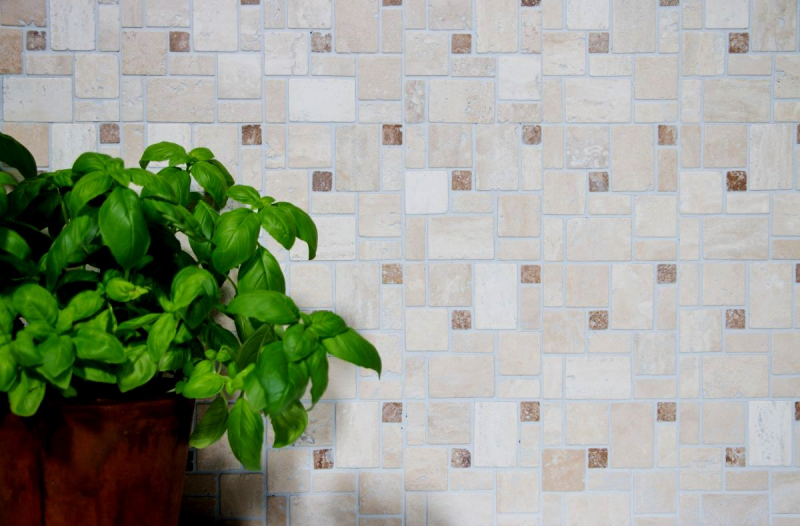 mosaico autoadhesivo azulejo travertino piedra natural beige travertino beige MOS200-4CM14