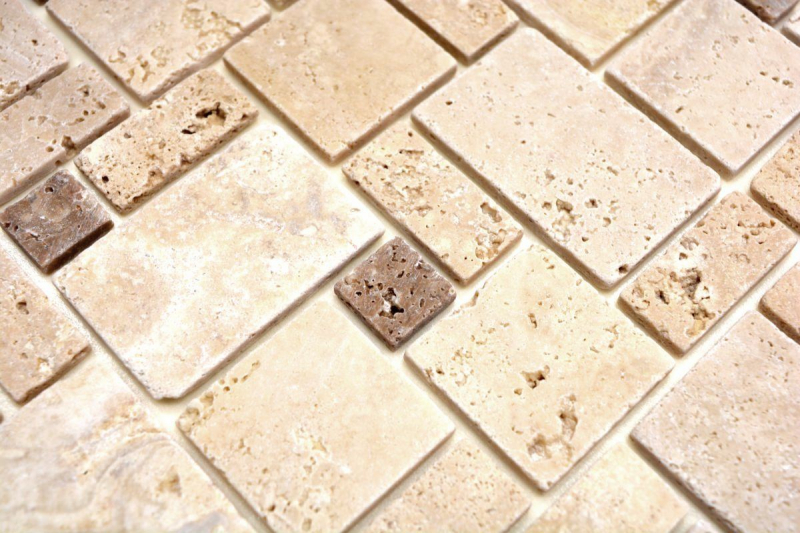 mosaico autoadhesivo azulejo travertino piedra natural beige travertino beige MOS200-4CM14