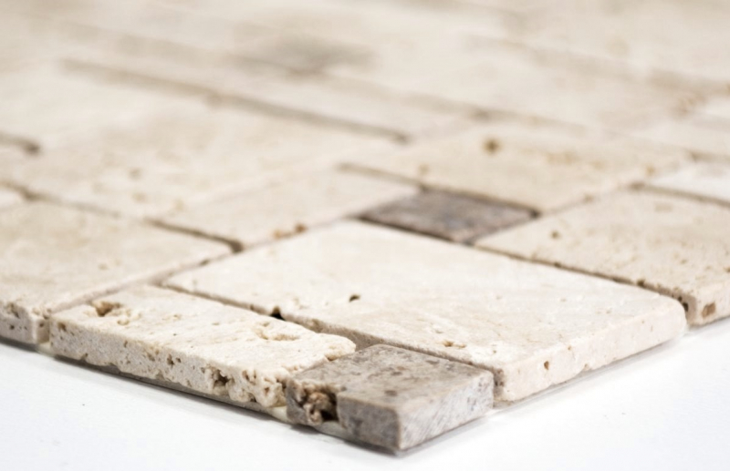 mosaico autoadhesivo azulejo travertino piedra natural beige travertino beige MOS200-4CM14