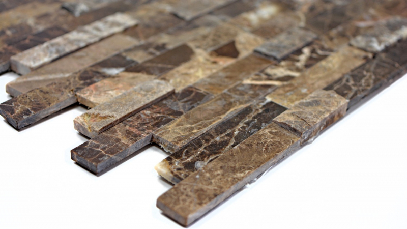 Mosaico azulejos cocina splashback autoadhesivo mármol piedra natural marrón oscuro piedra natural emperador oscuro MOS200-0113_f