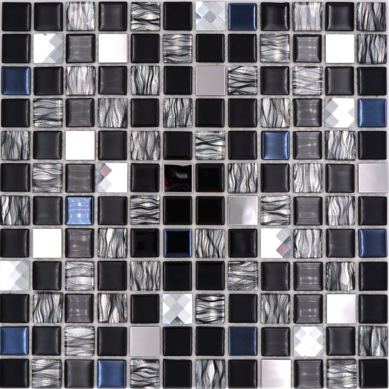 Azulejo de mosaico de vidrio de acero inoxidable autoadhesivo cocina splashback pared revestimiento MOS200-4CM26
